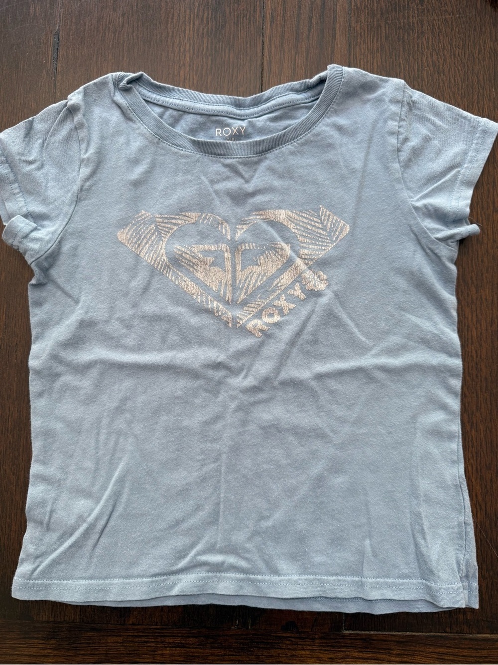 Roxy Girls Light Blue Short Sleeve Tee with Logo size 7/8